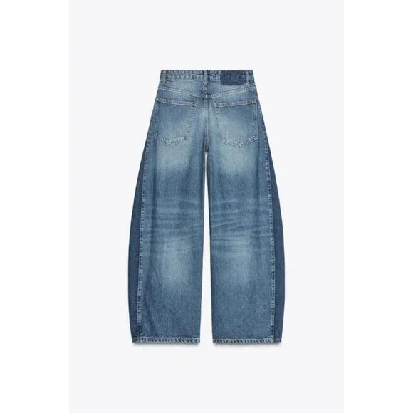 ZARA TRF OVERSIZE BALLOON HIGH-WAIST JEANS - Picture 8 of 9